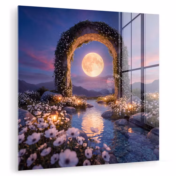 Glasbild - Bogen – Mond – Nacht — 1