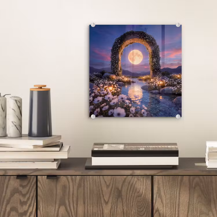 Glasbild - Bogen – Mond – Nacht — 2