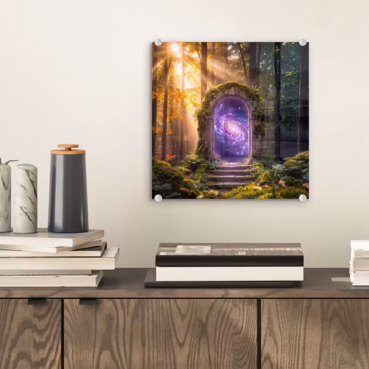 Glasbild - Tor – Kosmos – Wald — 2