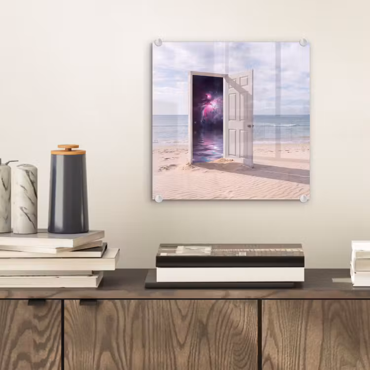 Glasbild - Tür – Strand – Kosmos — 2