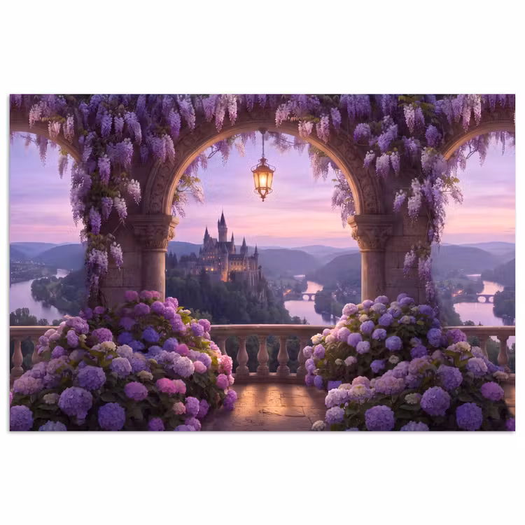 Poster - Schloss – Fluss – Abend — 1