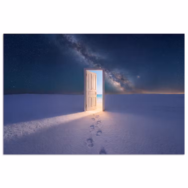 Poster - Tür – Schnee – Strand — 1