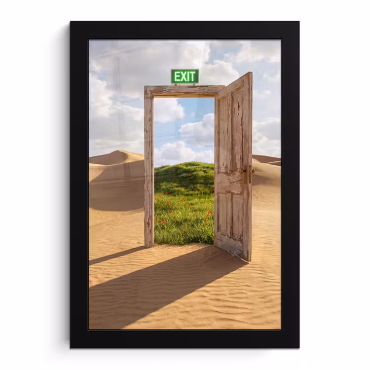 Bilder mit Rahmen - Tür – Wüste – Gras — 1