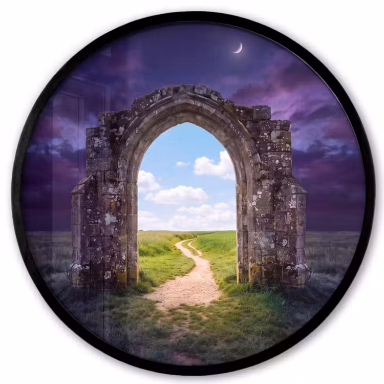 Poster im Rahmen Rund - Bogen – Landschaft – Kontrast — 1
