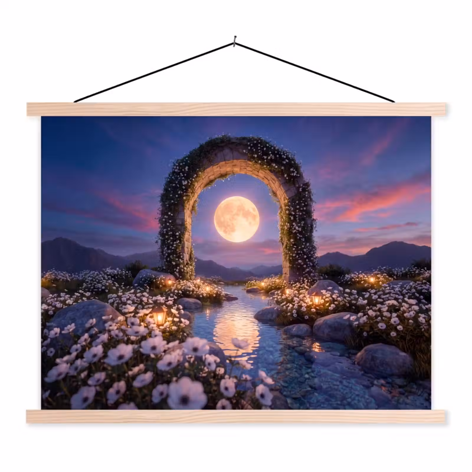 Stoffbild - Bogen – Mond – Nacht — 1