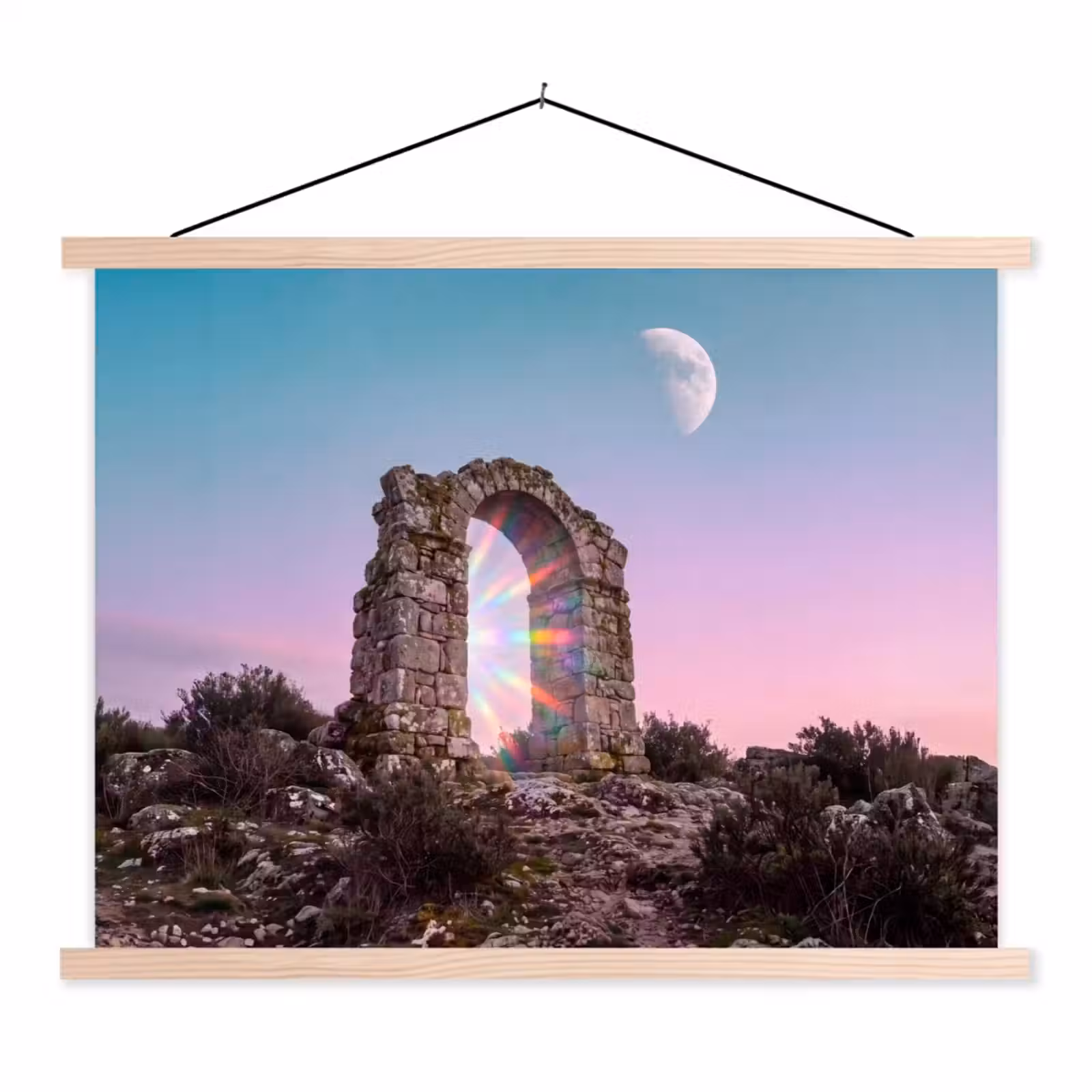 Stoffbild - Bogen – Regenbogen – Mond — 1
