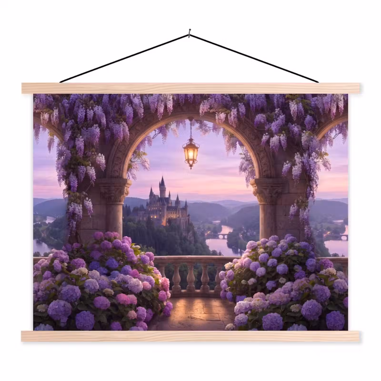 Stoffbild - Schloss – Fluss – Abend — 1