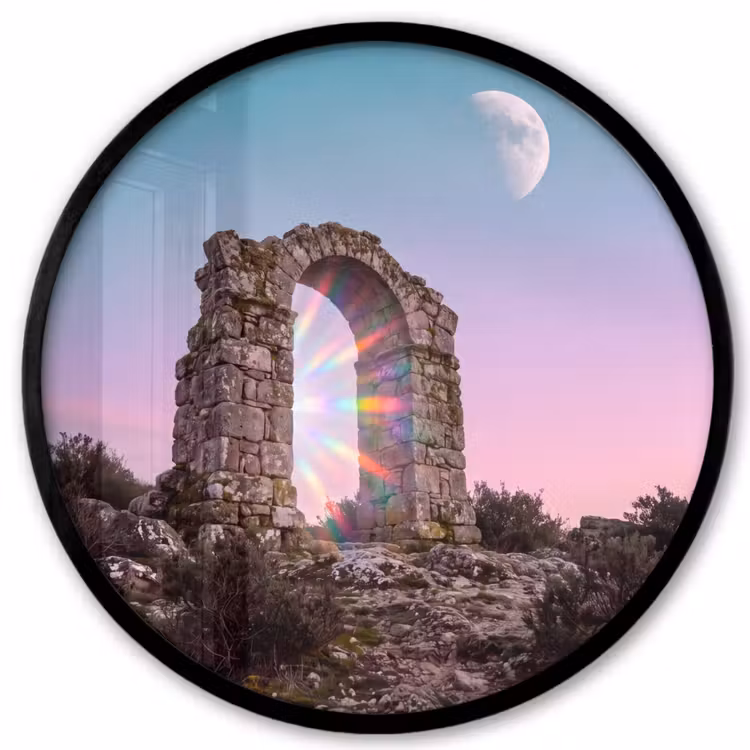 Poster im Rahmen Rund - Bogen – Regenbogen – Mond — 1