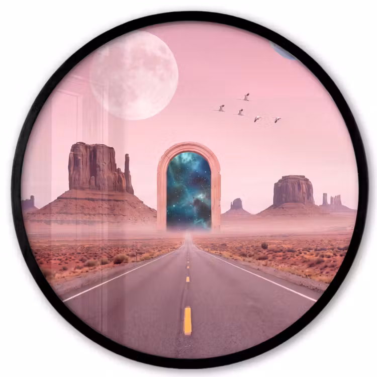 Poster im Rahmen Rund - Landschaft – Tor – Raum — 1