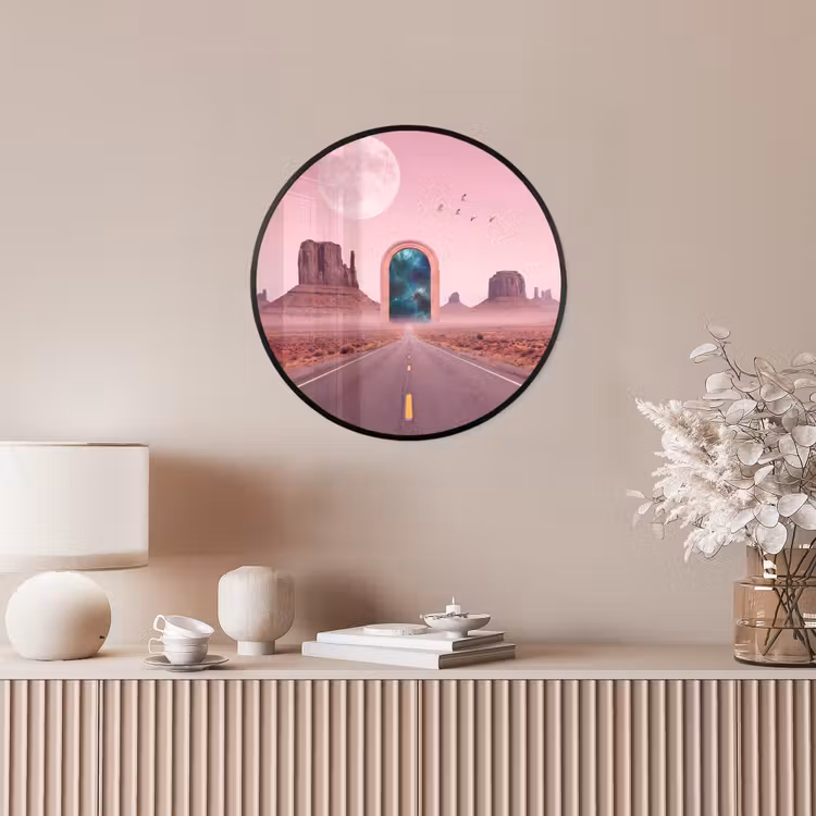 Poster im Rahmen Rund - Landschaft – Tor – Raum — 5