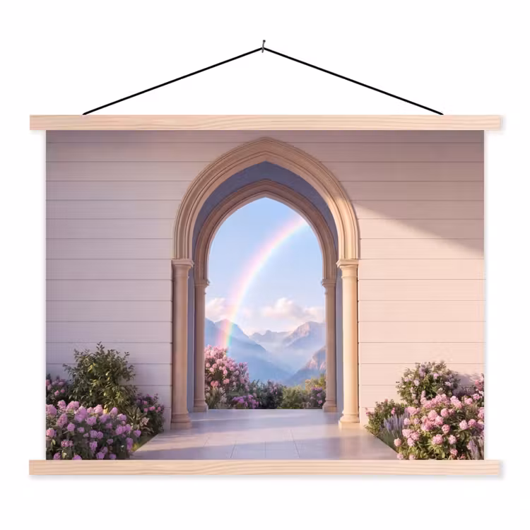 Stoffbild - Bogen – Berge – Regenbogen — 1