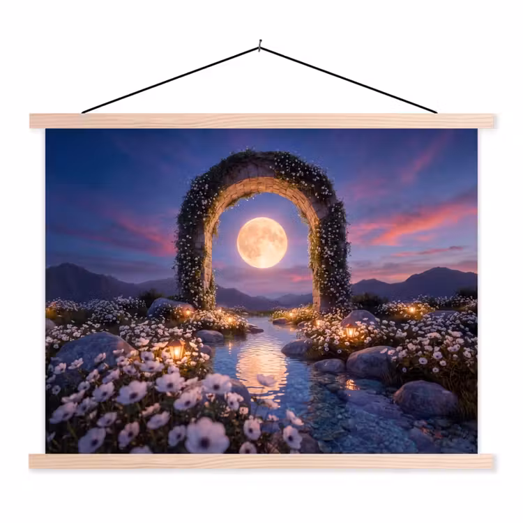 Stoffbild - Bogen – Mond – Nacht — 1