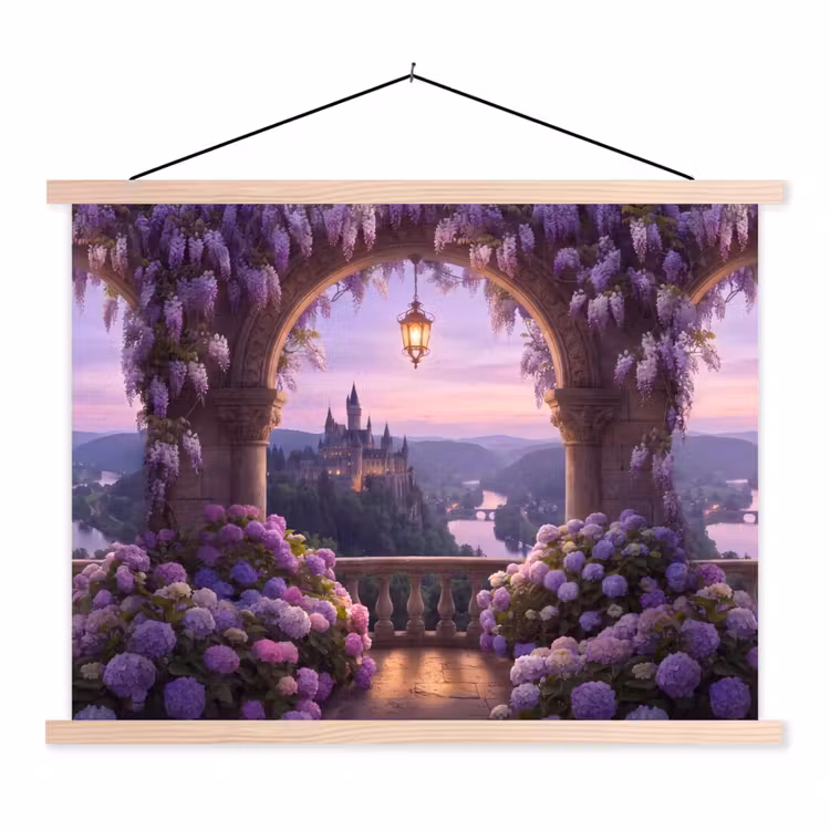 Stoffbild - Schloss – Fluss – Abend — 1