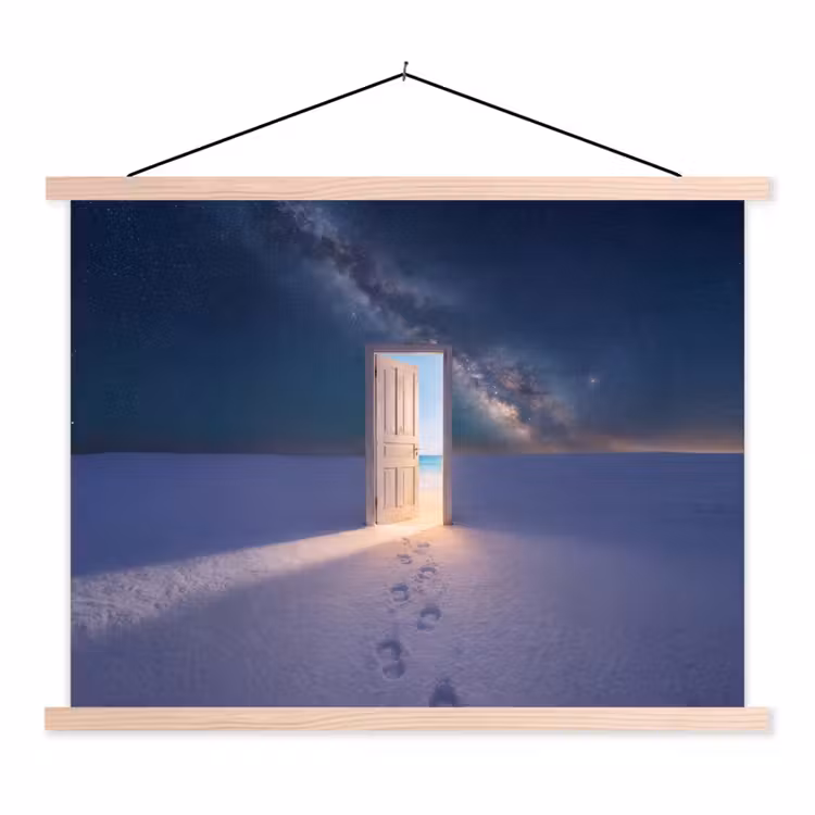 Stoffbild - Tür – Schnee – Strand — 1