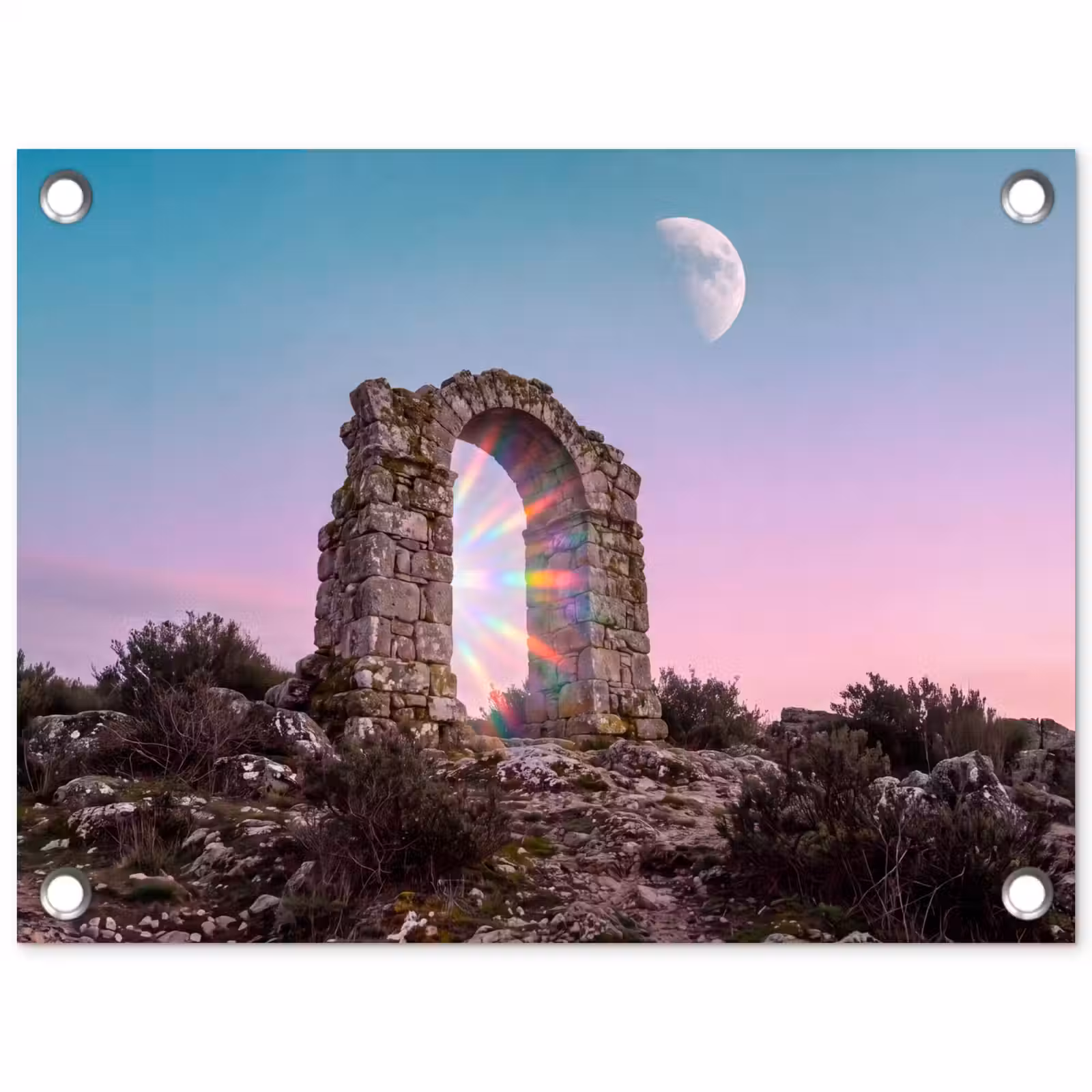 Gartenposter - Bogen – Regenbogen – Mond — 1