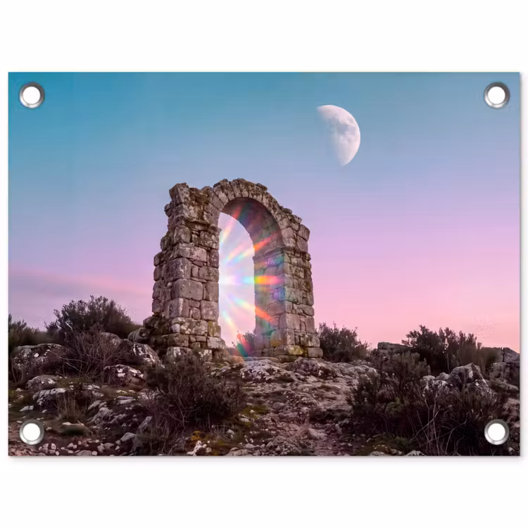Gartenposter - Bogen – Regenbogen – Mond — 1