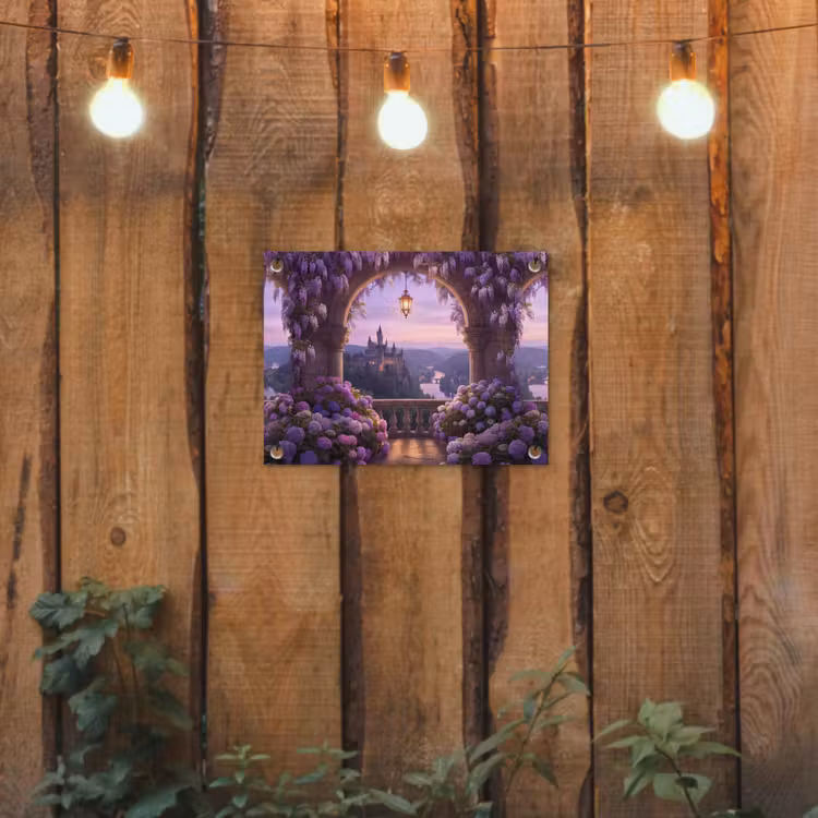 Gartenposter - Schloss – Fluss – Abend — 2