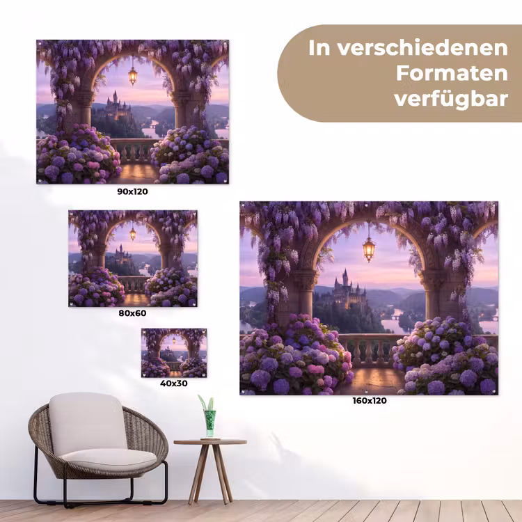 Gartenposter - Schloss – Fluss – Abend — 6