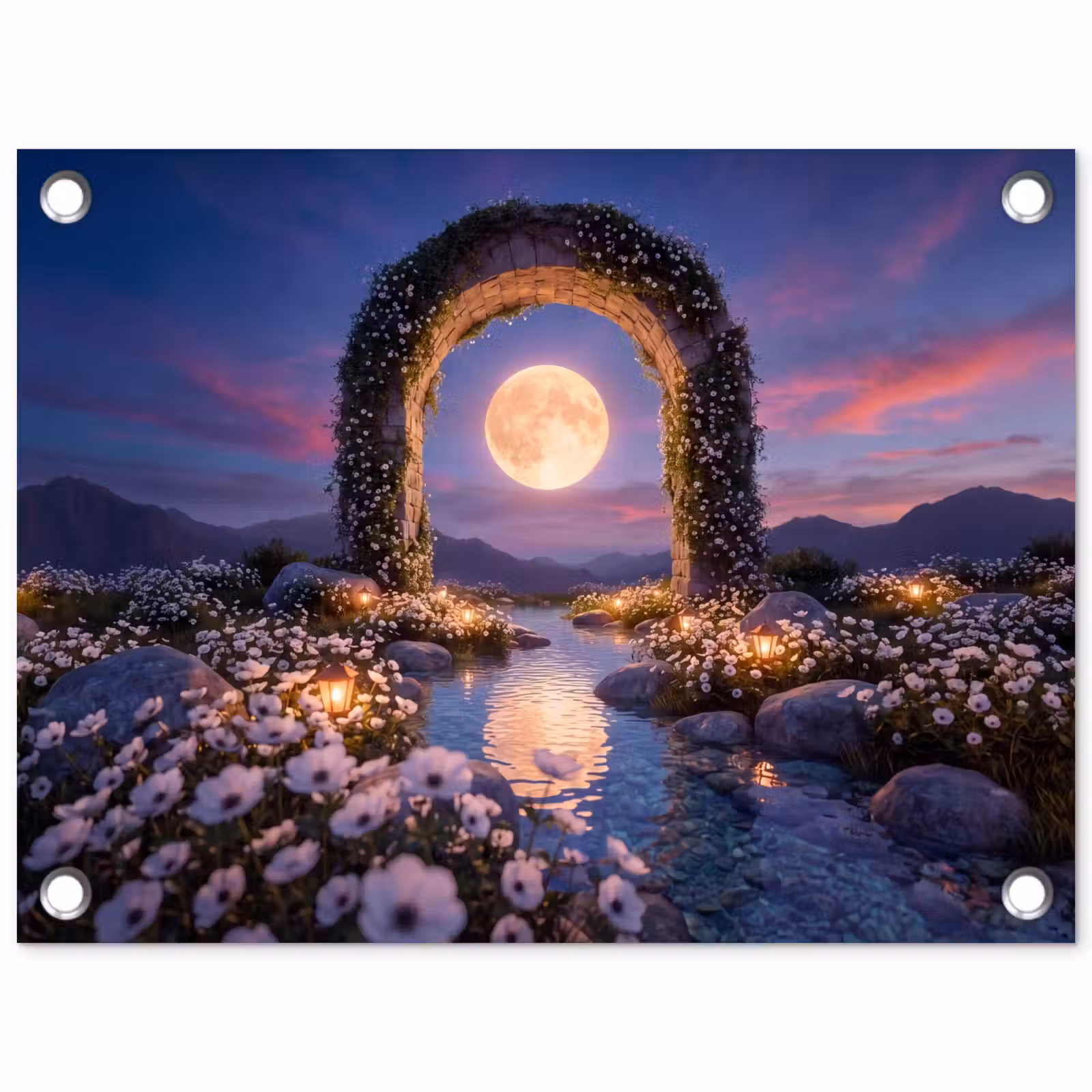 Gartenposter - Bogen – Mond – Nacht — 1