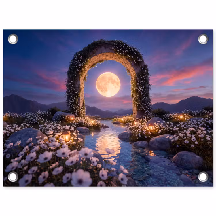 Gartenposter - Bogen – Mond – Nacht — 1