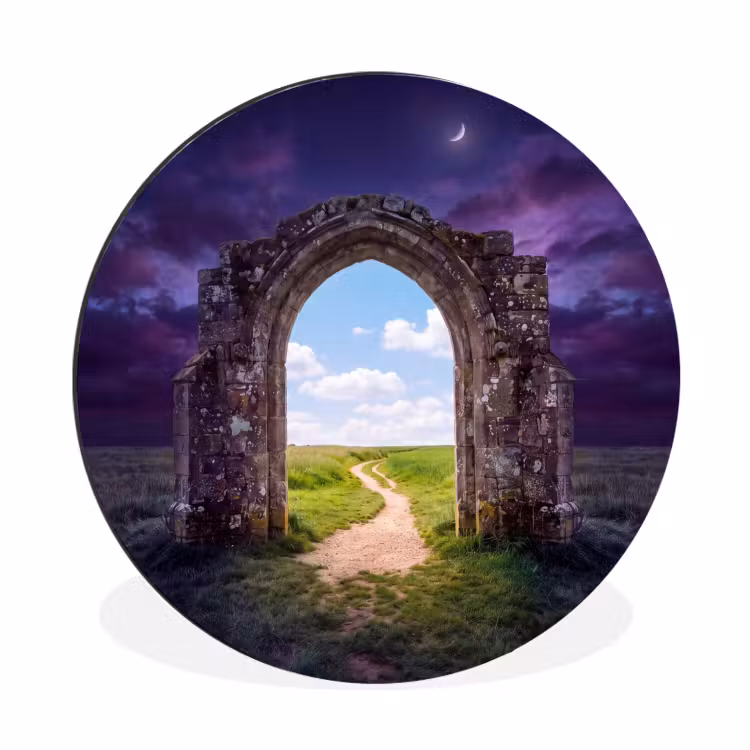 Alu-Dibond-Bild Rund - Bogen – Landschaft – Kontrast — 1