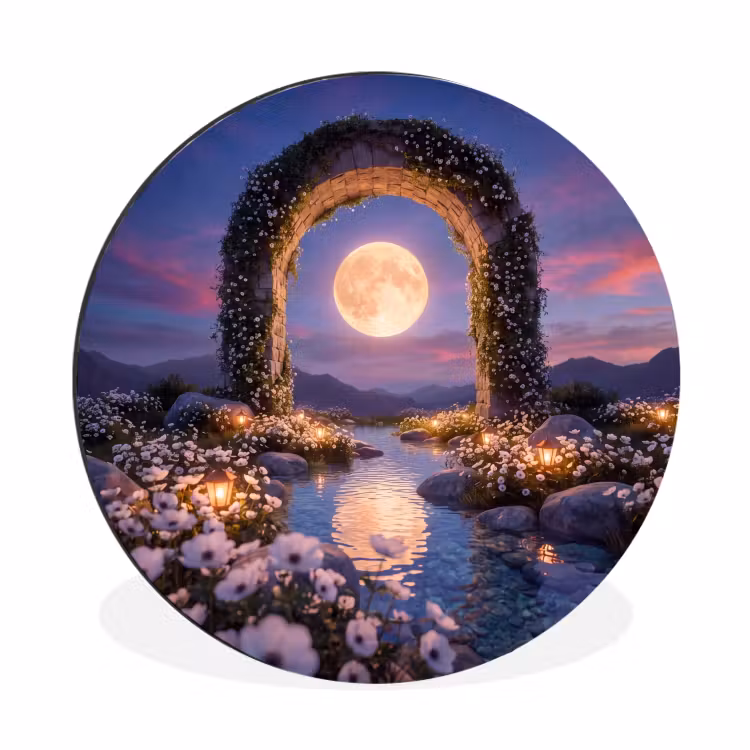 Alu-Dibond-Bild Rund - Bogen – Mond – Nacht — 1