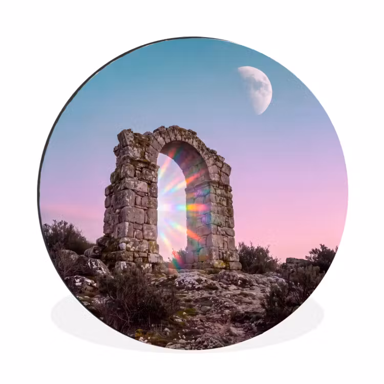 Alu-Dibond-Bild Rund - Bogen – Regenbogen – Mond — 1