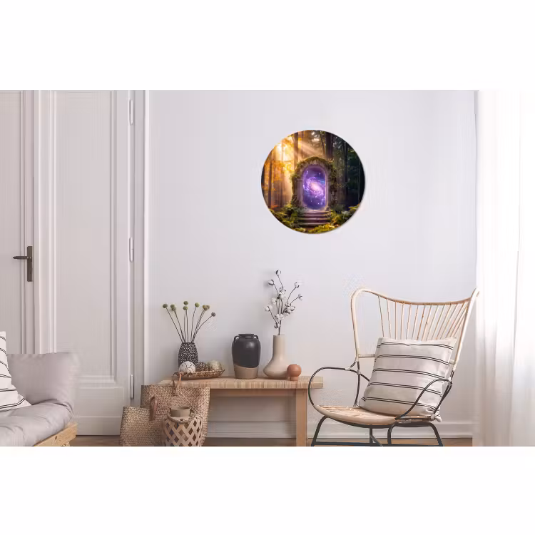 Alu-Dibond-Bild Rund - Tor – Kosmos – Wald — 2