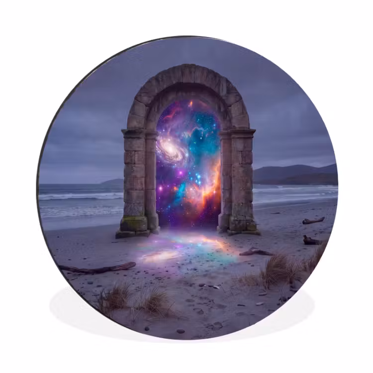 Alu-Dibond-Bild Rund - Tor – Strand – Raum — 1