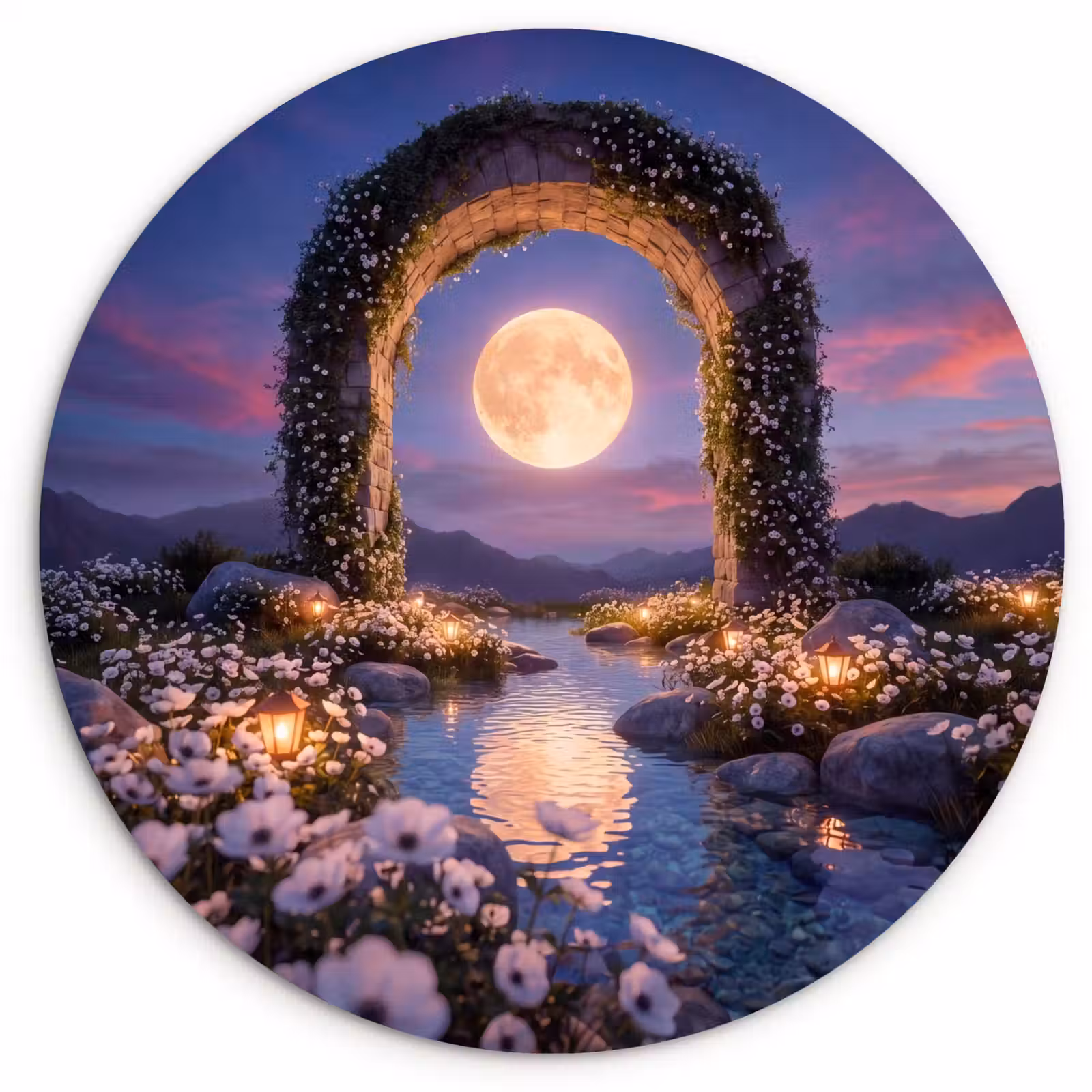 Glasbild Rund - Bogen – Mond – Nacht — 1