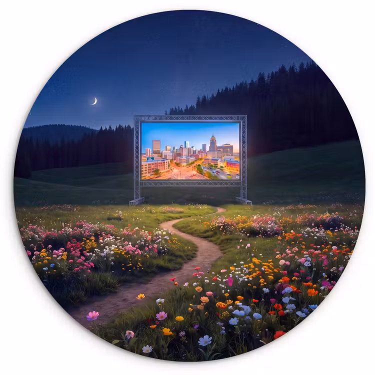 Glasbild Rund - Bildschirm – Stadt – Natur — 1