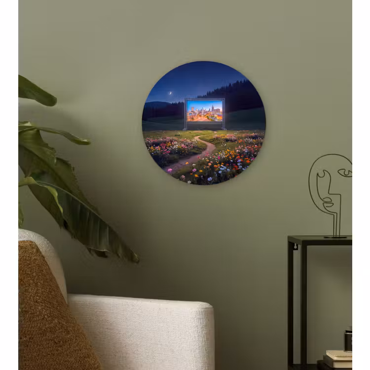 Glasbild Rund - Bildschirm – Stadt – Natur — 3