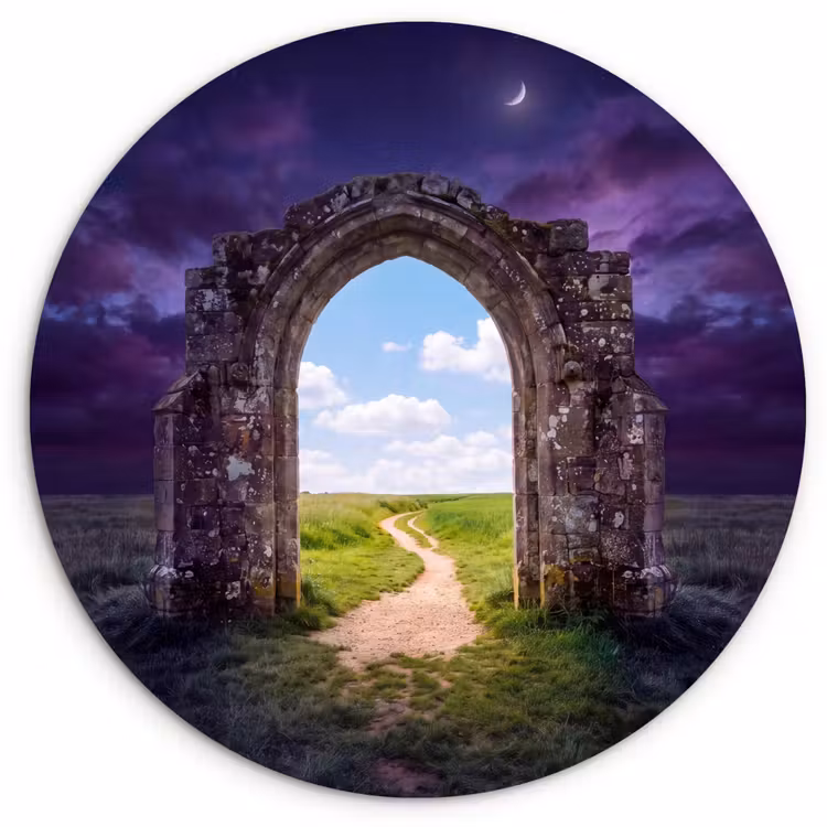 Glasbild Rund - Bogen – Landschaft – Kontrast — 1