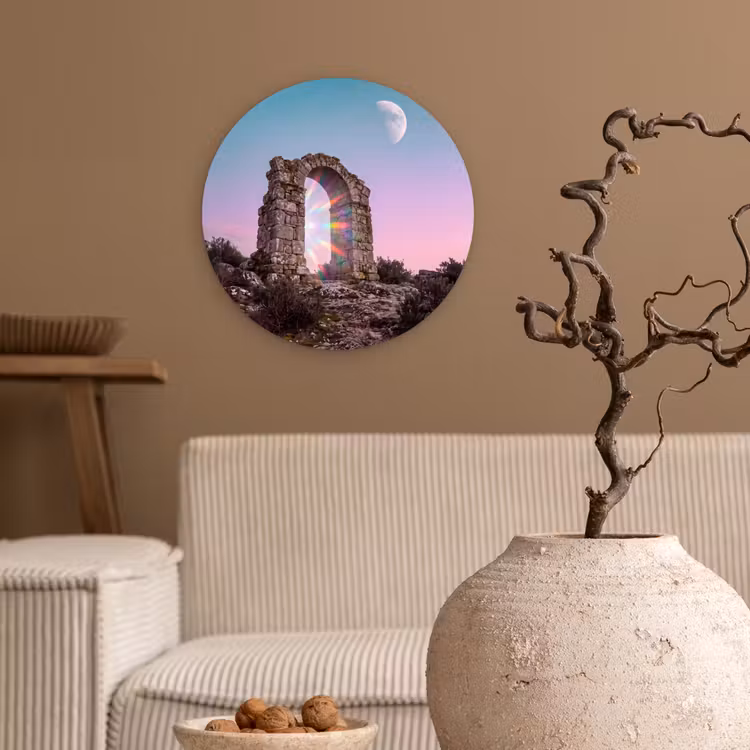 Glasbild Rund - Bogen – Regenbogen – Mond — 2