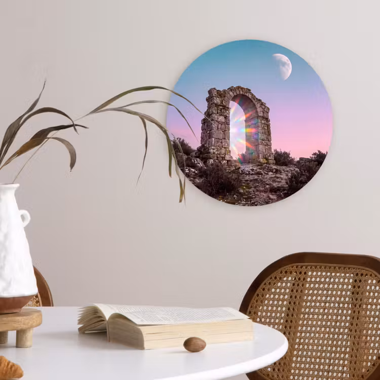 Glasbild Rund - Bogen – Regenbogen – Mond — 4