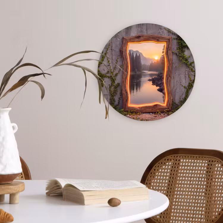 Glasbild Rund - Landschaft – Rahmen – Licht — 4