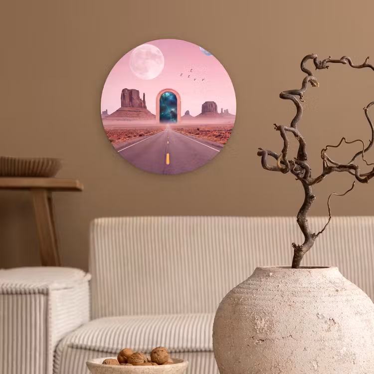 Glasbild Rund - Landschaft – Tor – Raum — 2