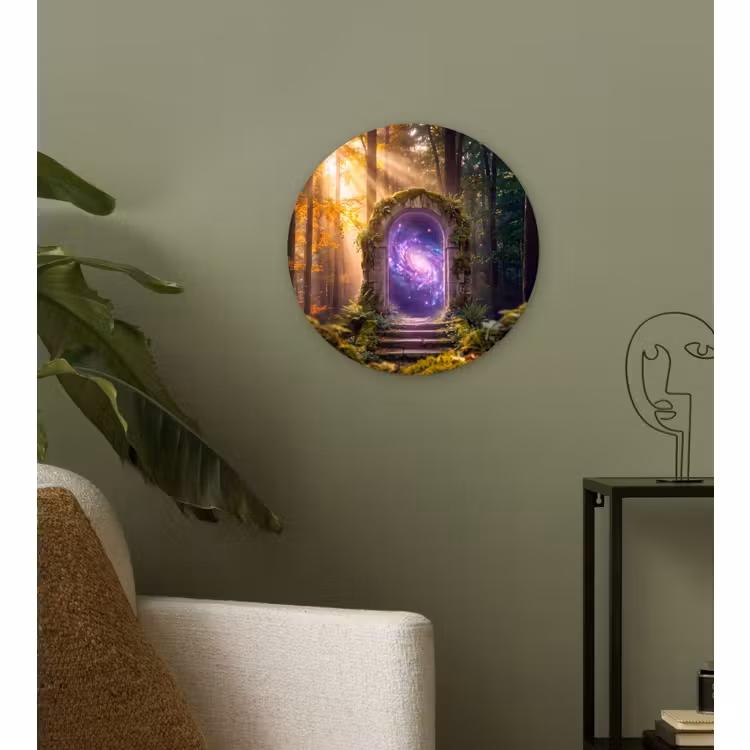 Glasbild Rund - Tor – Kosmos – Wald — 3