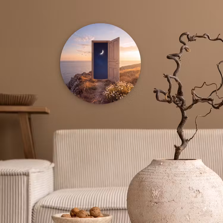 Glasbild Rund - Tür – Sterne – Natur — 2