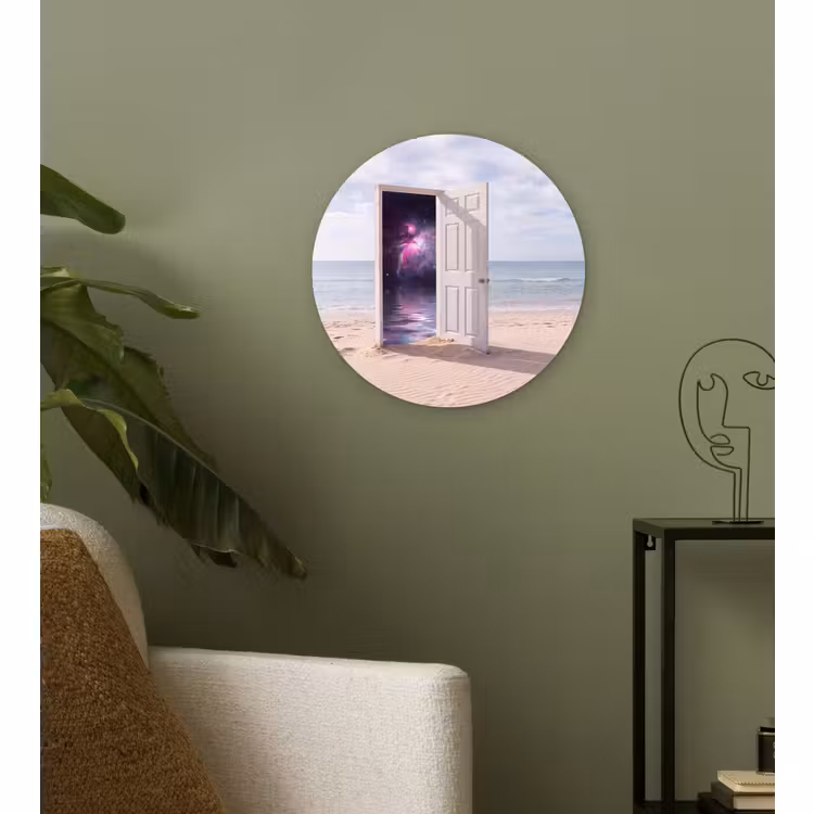 Glasbild Rund - Tür – Strand – Kosmos — 3