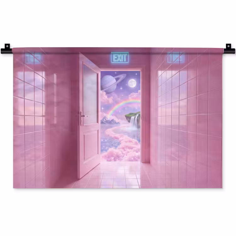 Wandteppich - Rosa Tür – Fantasie — 1