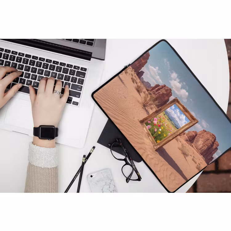 Laptop hülle - Rahmen – Wüste – Blumen — 3