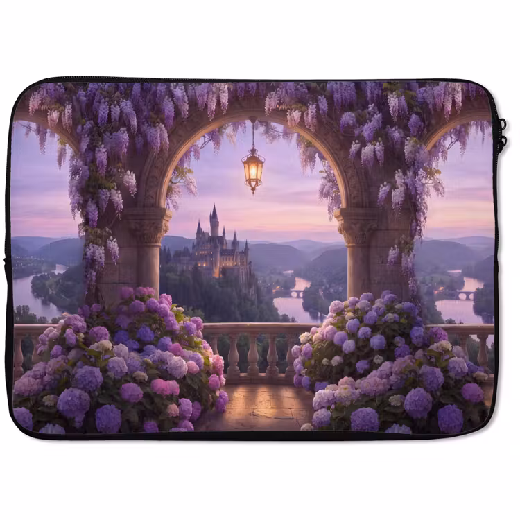 Laptop hülle - Schloss – Fluss – Abend — 1