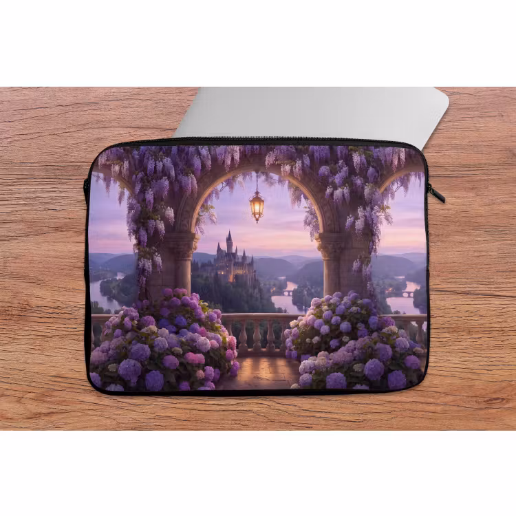 Laptop hülle - Schloss – Fluss – Abend — 2