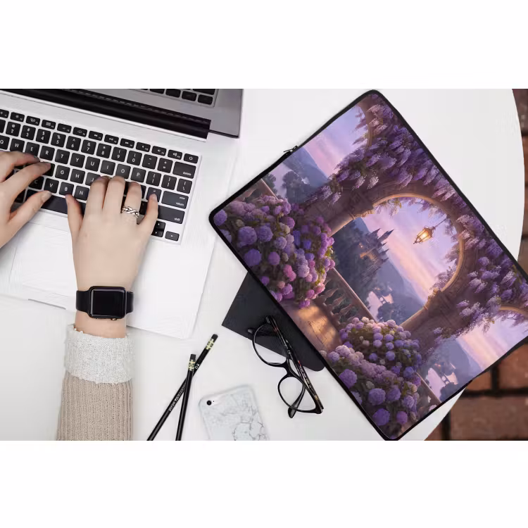 Laptop hülle - Schloss – Fluss – Abend — 3