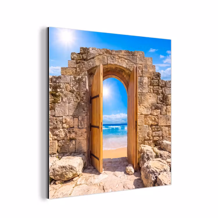 Alu-Dibond-Bild - Tür – Strand – Meer — 1