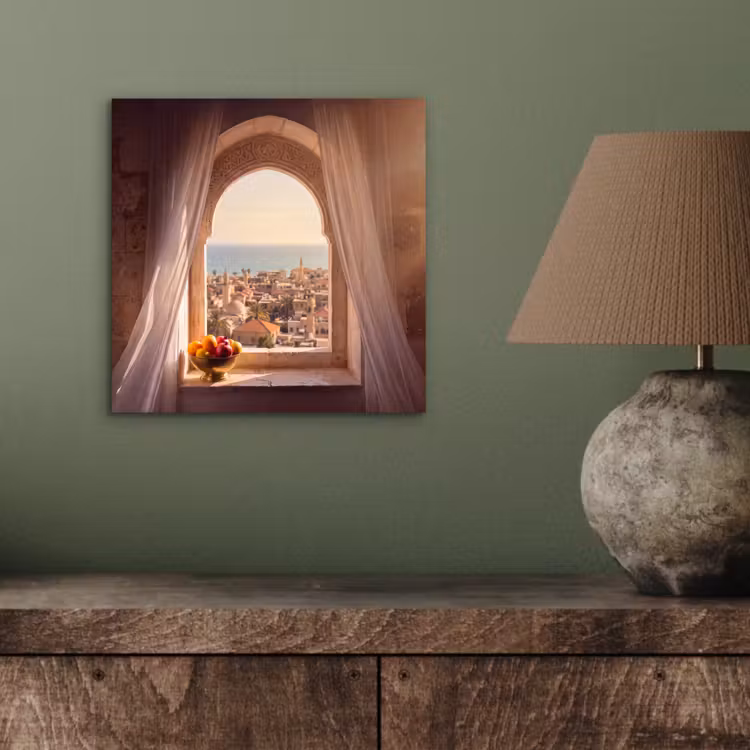 Alu-Dibond-Bild - Fenster – Stadt – Meer — 3