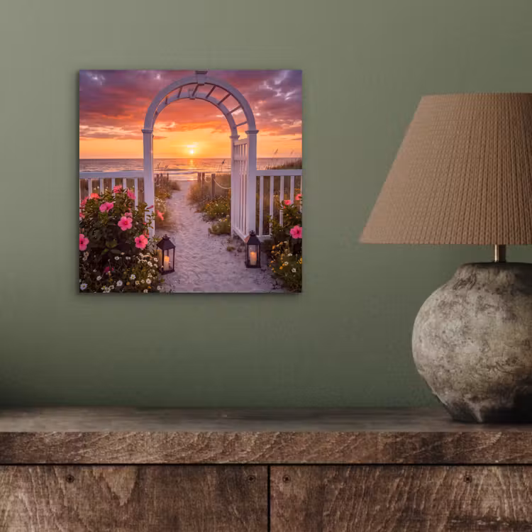 Alu-Dibond-Bild - Meer – Frosch – Blumen — 3