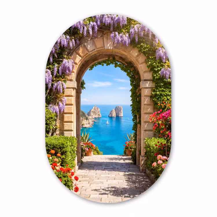 Alu-Dibond-Bild Oval - Blumen – Garten – Landschaft — 1