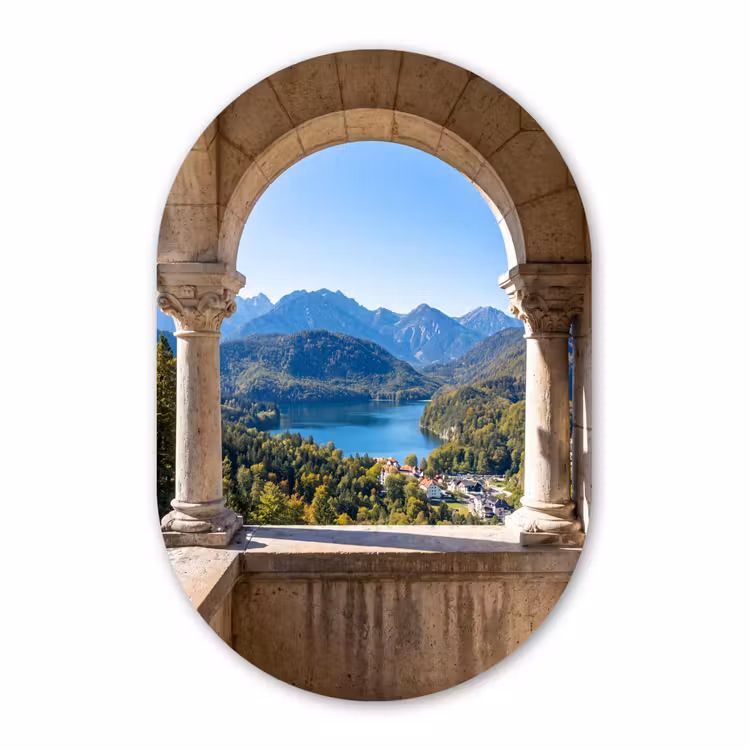 Alu-Dibond-Bild Oval - Bogen – Aussicht – Landschaft — 1